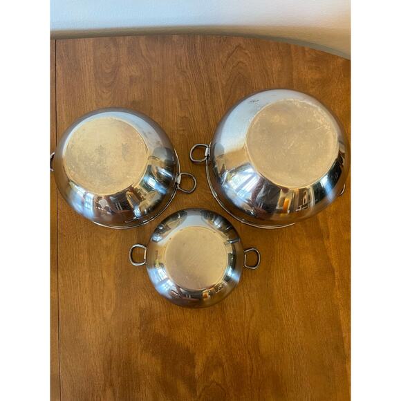 Set of 3 Double Grip Vintage Stainless Steel Mixing Bowls - Picture 3 of 4
